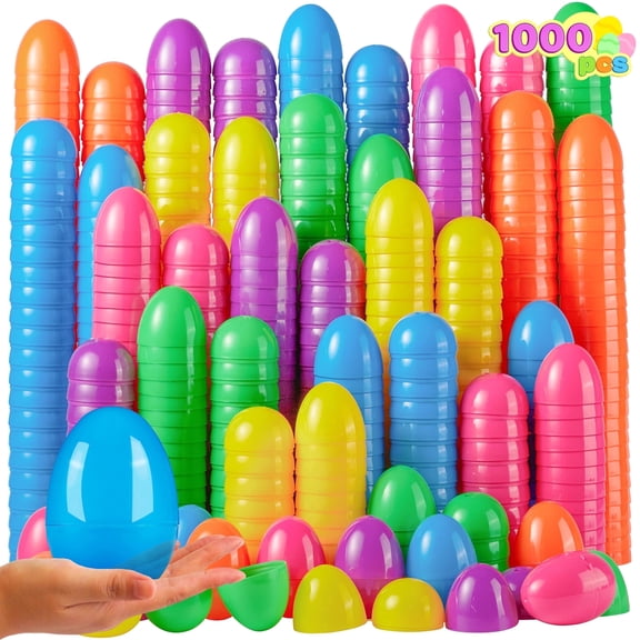 Joyfy 1000 Pcs 3.15" Easter Eggs, Plastic Empty Fillable Easter Eggs Bulk, Colorful Bright Eggs for Easter Hunting, Filling Treats, Party Favor, Basket Stuffers, Classroom Prize Supplies