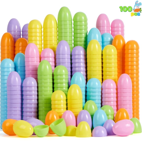 Joyfy 3.15" Pastel Easter Eggs, 100 Pcs Empty Easter Eggs Fillable, Colorful Plastic Eggs in Bulk for Easter Hunting, Party Favors, Basket Fillers, Classroom Prize Supplies