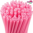 thumbnail image 1 of Joyfy 120pcs Heart Shaped Pink Straws Disposable Drinking Straw Individually Wrapped Pink Plastic Straw Valentines Day Cocktail Birthday Party Bridal Shower Wedding Supplies, 1 of 9