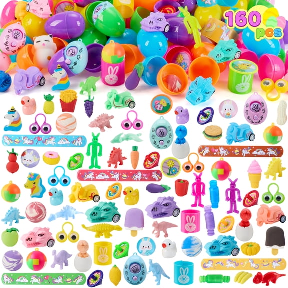 Joyfy 160 Packs Prefilled Easter Eggs with Assorted Toys,Easter Egg Bulk for Kids,Easter Eggs Hunt Events,Basket Stuffers Fillers,Classroom Prize Supplies