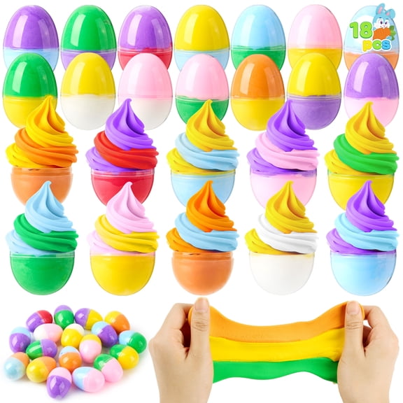 Joyfy 18 Pcs Easter Slime Eggs Kit for Kids Boys Girls Stress Relief Toys Party Favors for Kids,Easter Egg Basket Stuffers Birthday Gifts
