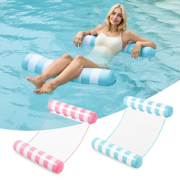 Joyfy 2 Packs Inflatable Pool Float Hammock, 4 in 1 Pool Floaties for Adults, Swimming Pool Floats for Adults, Pool Accessories (Saddle, Lounge Chair, Hammock, Drifter) for Pool, Beach, Outdo
