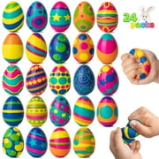 JOYFY 24 Packs Easter Eggs Stress Balls Squishy Toys,Slow Rising Stress Relief Fidget Squeeze Ball Toy for Easter Egg Hunt Easter Basket Stuffers Party Favors Gifts