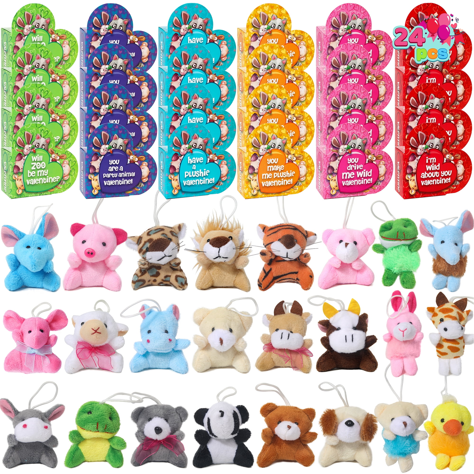 24 Pack Valentine's Day Jigsaw Puzzles For Kids - Dog Cat Puzzles With Cards For Classroom Exchange