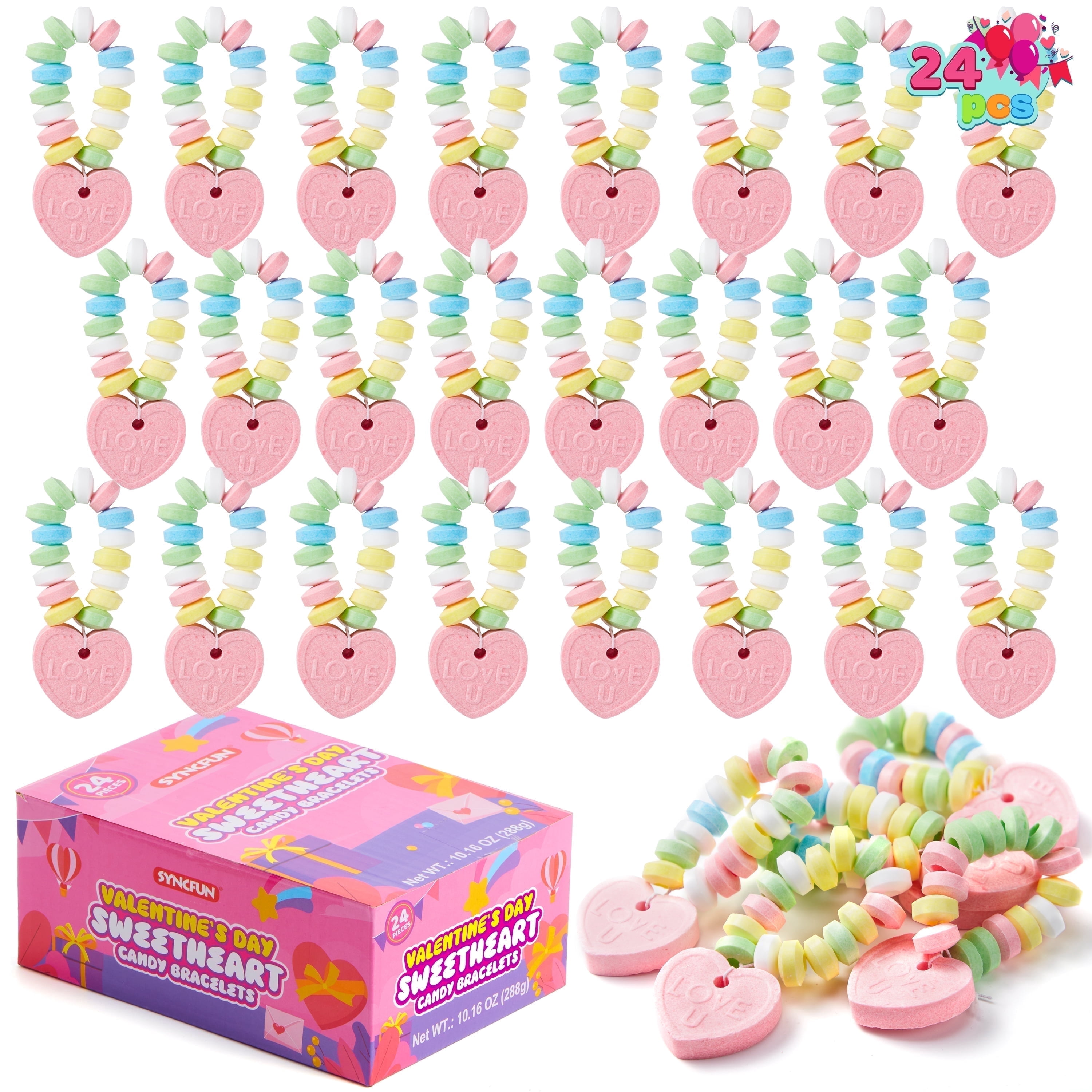 Joyfy, Valentine‚Äôs Day Candy Bracelets, 24pcs Kids Party Favor