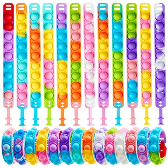 JOYFY 25 Pack Pop Fidget Bracelets Party Favors for Kids 4-8 & 8-12, Stress Relief Fidget Toys Adults with Anxiety, Goodie Bag Stuffers, Bulk ADHD Toys for Game Prizes, Birthday Gifts