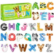 Joyfy 26 Pcs Large Size Magnetic Letters Cute Fridge Magnets for Toddlers & Preschool Kids, Animal Alphabet Learning Toys, ABC Spelling Educational Magnetic Toys
