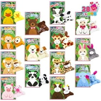 Joyfy 28 Pack Valentines Cards for Kids with Animal Plush Toy Key Chain, Kids Valentines Exchange Cards for School, Party Favor Gifts