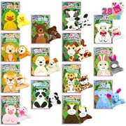 Joyfy 28 Pack Valentines Day Gifts Cards for Kids with Animal Plush Toy Key Chain Stress Relief Fidget Toy for Valentine's Classroom Exchange Cards and Valentines Party Favor