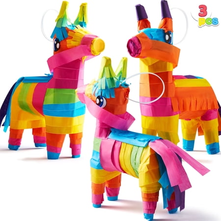 JOYFY 3 Pcs Mini Donkey Pinatas for Kids Birthday Party 5"x 7" Rainbow Color Party Supplies for Cinco De Mayo, Fiesta Taco, Luau Event, Mexican Theme Decoration, Taco Tuesday Event, Carnivals