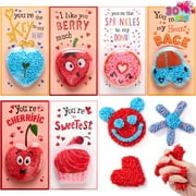 Joyfy 30 Packs Valentine's Day Gift Cards with Play Modeling Squashy Bead Foam, Fun Modeling Foam Toy for Valentine Party Favor, School Classroom Gift Exchange Prizes