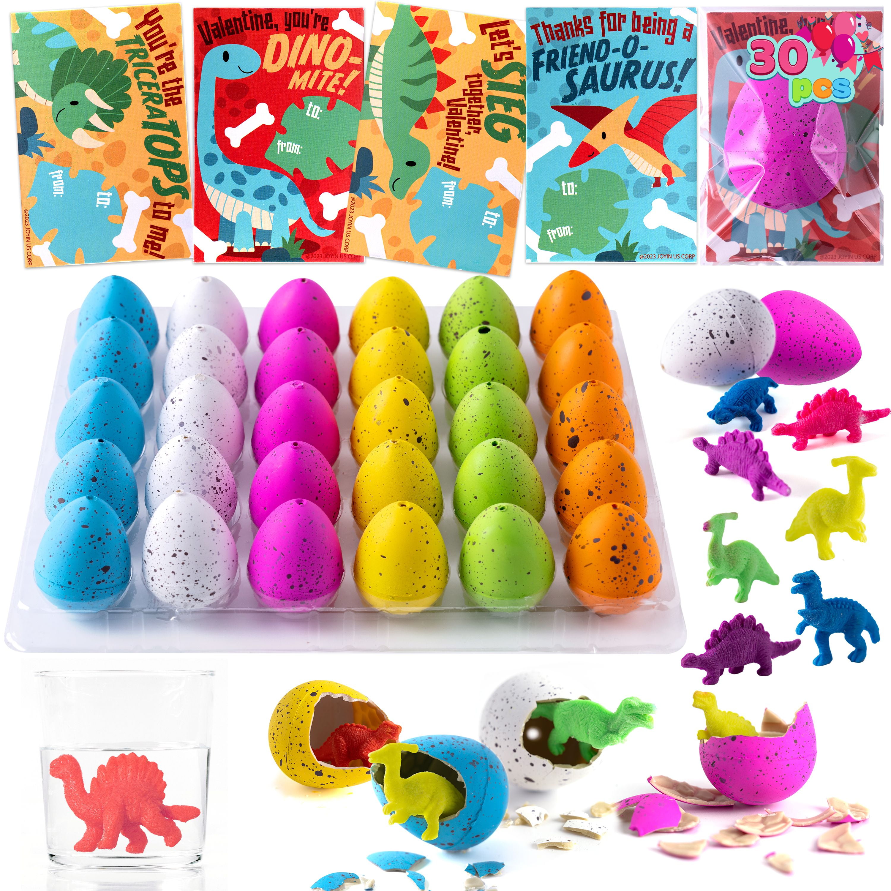 JOYFY 30 Packs Valentines Day Cards with Hatch Growing Dinosaur Eggs ...
