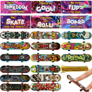 JOYFY 30 Packs Valentines Day Cards with Finger Skateboards for Kids Boys, Valentines School Classroom Exchange Gifts for Ages 6 and up