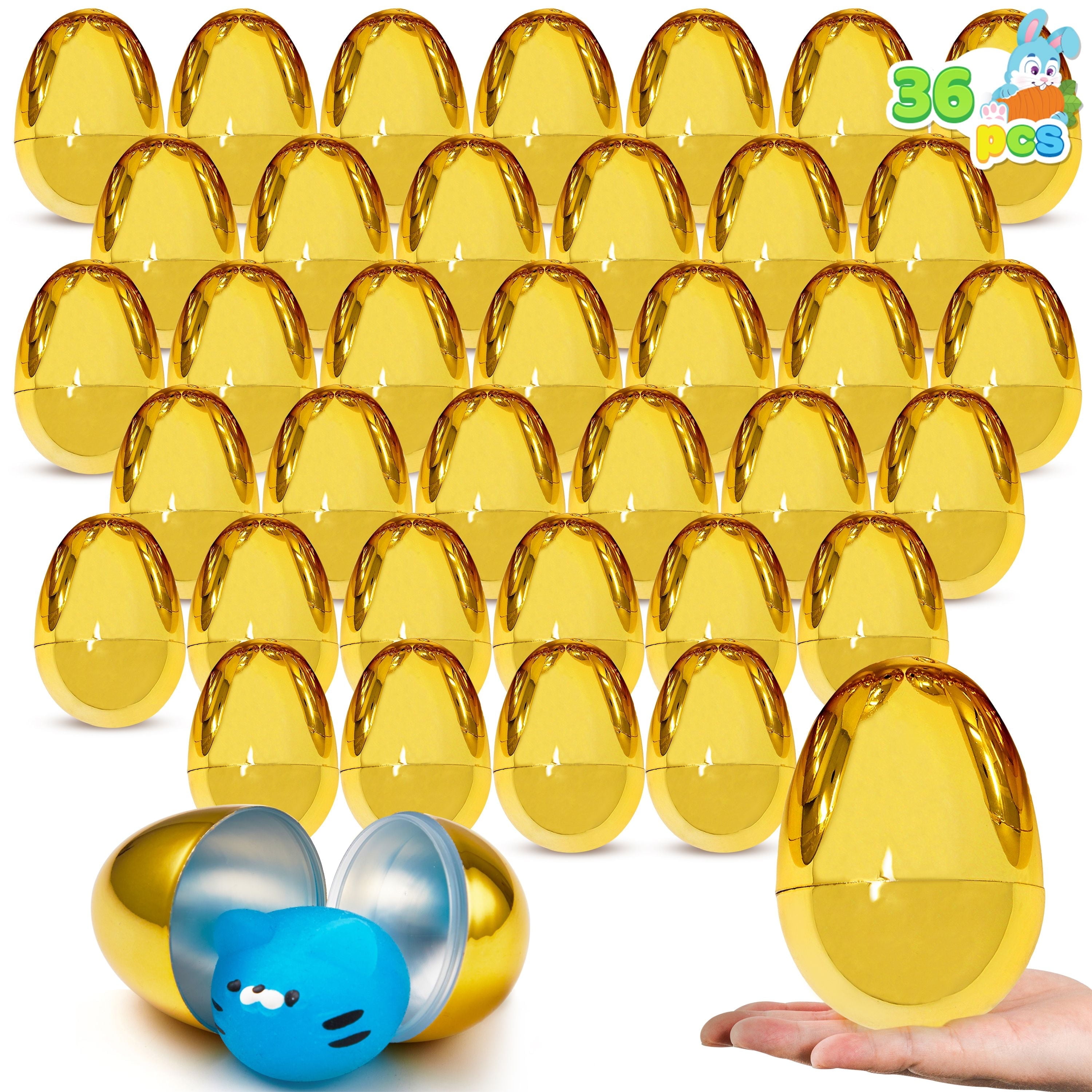 12 Pcs 6-Inch Fillable Easter Eggs With 2 Golden Eggs - Plastic Easter Hunt Supplies & Decor