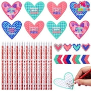 JOYFY 36 pack Valentines Day Cupid's Arrow Pencil Set with Gift Cards for Valentine Classroom Exchange Prizes Party Favors