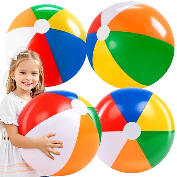 Joyfy 4 Pack 20" Beach Balls,Large Rainbow Summer Inflatable Big Beach Balls Rainbow Swimming Pool Water Games Toys for Kids Summer Party Supplies Decorations