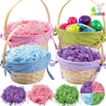 thumbnail image 1 of Joyfy 4 Pcs Easter Baskets with 4 Colors Grass Paper Shreds, Easter Woven Basket with Handles for Kids, (9" X 8") Easter Baskets for Easter Egg Hunt, Filling with Party Favors, 1 of 8