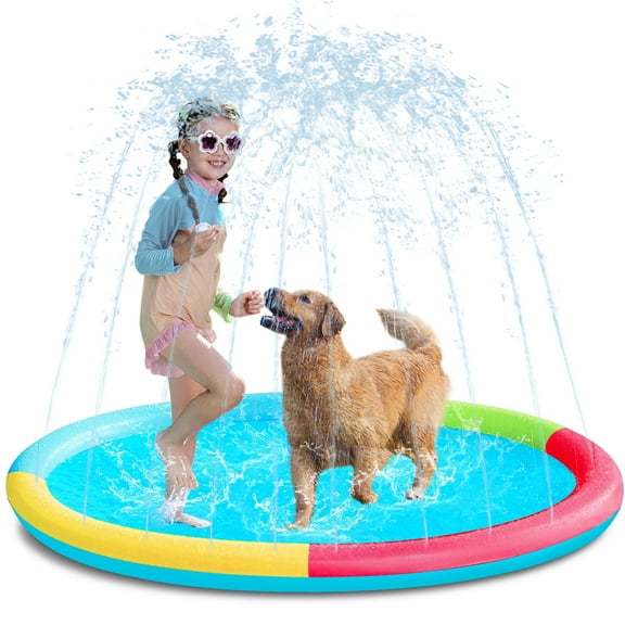 Joyfy 5ft Splash Pad Sprinkler,Non-Slip Outdoor Water Toys Play Mat for Toddlers Kids Dogs,Outside Thickened Sprinkler for Girls Boys Pets