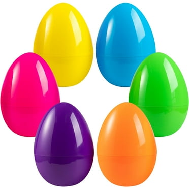JOYFY 6Pack 10 inch Jumbo Easter Eggs,Plastic Bright Solid Easter Eggs Assorted Colors for Stuffed Treats, Easter Themed Party Favors