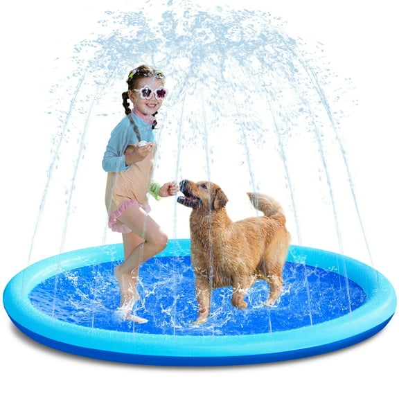 Joyfy 6ft Splash Pad Sprinkler,Non-Slip Outdoor Water Toys Play Mat for Toddlers Kids Dogs,Outside Thickened Sprinkler for Girls Boys Pets