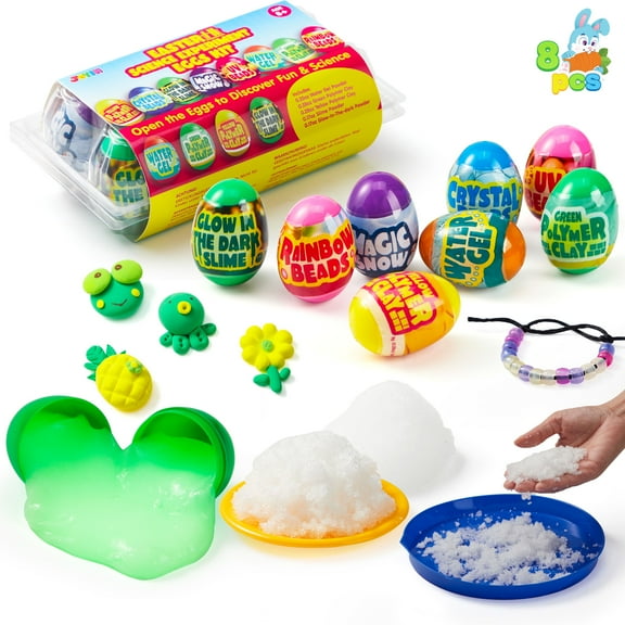 JOYFY 8 Pcs Easter Science Experiment Eggs,Eggs Prefilled with Science Activity Kit,Easter Hunt,Basket Stuffer Filler,Party Favor,STEM Project Gifts for Boys & Girls