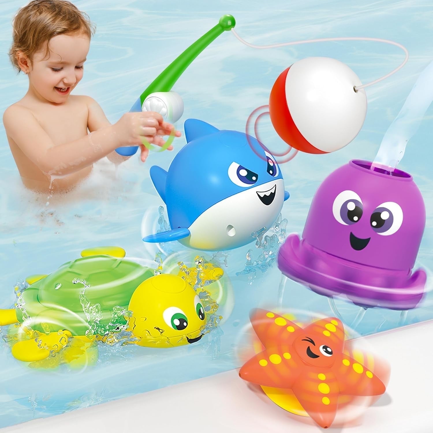 Joyfy Magnetic Fishing Bath Toy Set for Toddlers with Wind-Up