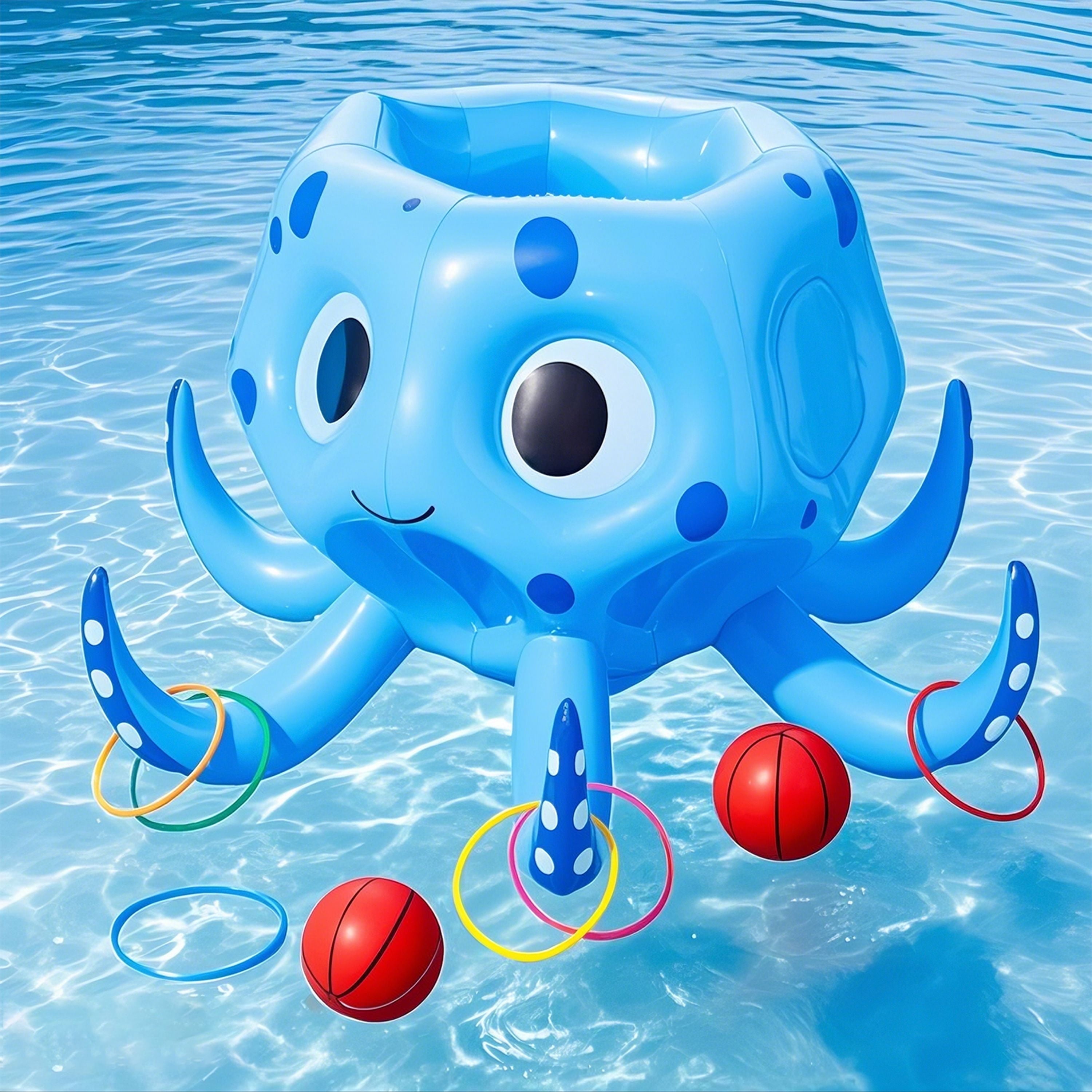 Joyfy Inflatable Octopus Basketball Hoop with Toss Game Set