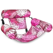 Joyfy Pool Floats Chairs Adult Inflatable Pool Lounge Chairs Hammock Water Floating Chair Tropical Plants Pattern Swimming Pool Float for Pool Party Summer Water Fun