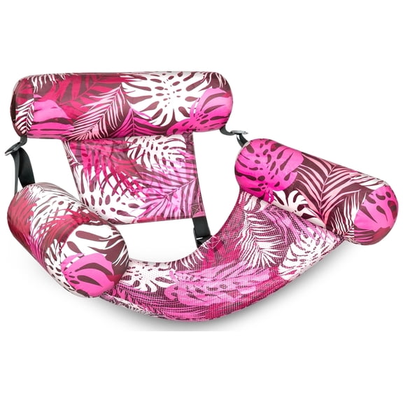 Joyfy Pool Floats Chairs Adult Inflatable Pool Lounge Chairs Hammock Water Floating Chair Tropical Plants Pattern Swimming Pool Float for Pool Party Summer Water Fun