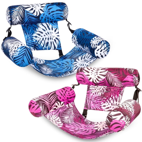Joyfy Pool Floats Chairs Adults,2Packs Inflatable Pool Lounge Chairs,Plant Pattern Floating Pool Hammock Chair for Adults