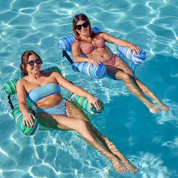 Joyfy Pool Floats for Adults,2 Packs Inflatable Pool Float Chair,Floating Chair for Party Summer Water Beach Lake Fun