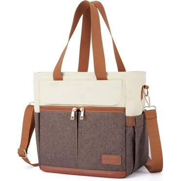 JOYHILL 16.2 L Insulated Lunch Bag for Women, Reusable Leakproof Lunch Tote Thermal Lunch Box Lunch Cooler with Shoulder Strap, Brown