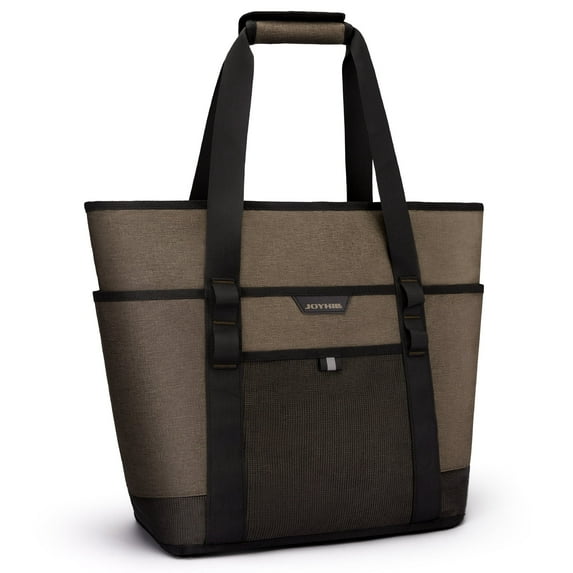 JOYHILL Insulated Cooler Bag, Large Thermal Grocery Bag with Zipper for Women, Leakproof Reusable Lunch Tote Bag for Work Beach Picnic Camping Food Delivery, Coffee