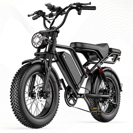 750W Electric Mountain Bike for Adults, 1500W Peak Motor, 20 MPH 20" x 4" Fat Tire E-Bike, 48V 18Ah Removable Battery, Up to 45 Miles, Full Suspension, 7-Speed, 2-Seater, UL2849 Certified