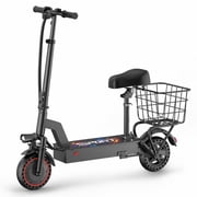 JOYHIS C10 Electric Scooter with Seat for Adults, 500W Motor, Up to 19 MPH and 21 Miles, 10" Solid Tires, Front and Rear Suspension, Rear Basket, Foldable Seated E-Scooter, 265 lb Capacity