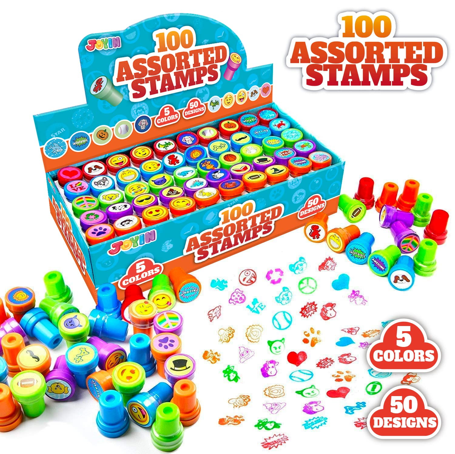 100 Pcs Assorted Stamps for Kids Self-Ink Stamps (50 Different Designs,  Dinosaur, Zoo Safari Stampers) for Party Favor, Carnival Prizes, School,  Easter Egg Stuffers, Halloween, Christmas - Yahoo Shopping
