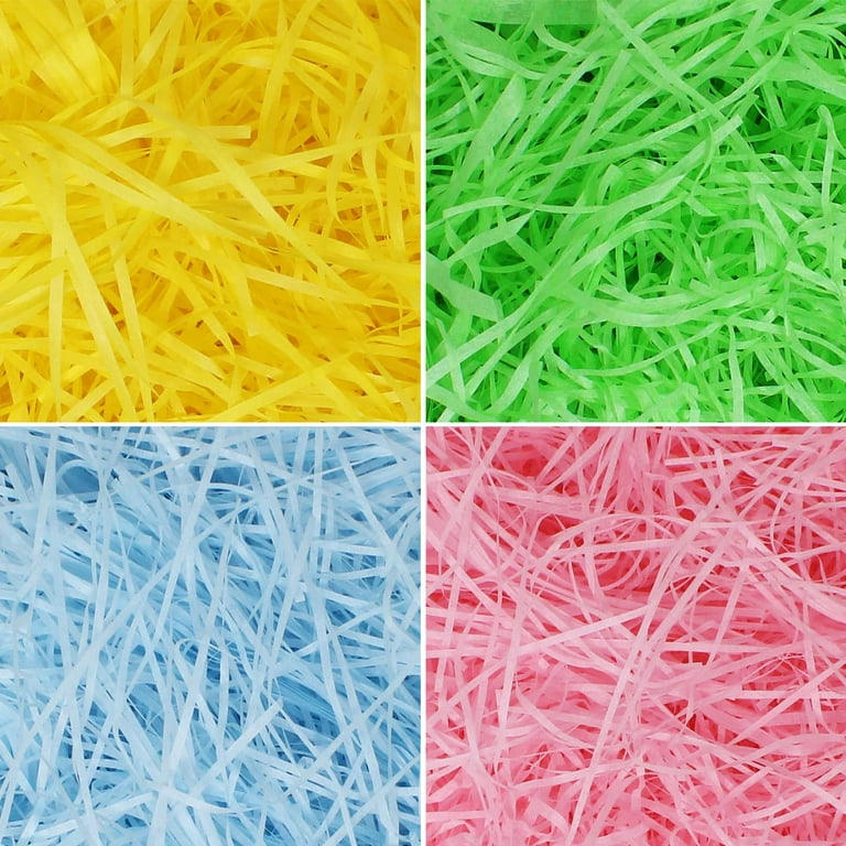 Set of Plastic Easter Grass Basket Fillers - 4 Colors (Green, Pink, Yellow,  and Mixed)