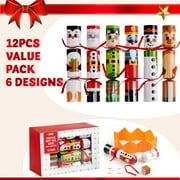 JOYIN 12 Pack Christmas Crackers Party Favors Xmas Holiday Table Supplies for Kids and Adults, Christmas Parties, Dinners and Holidays