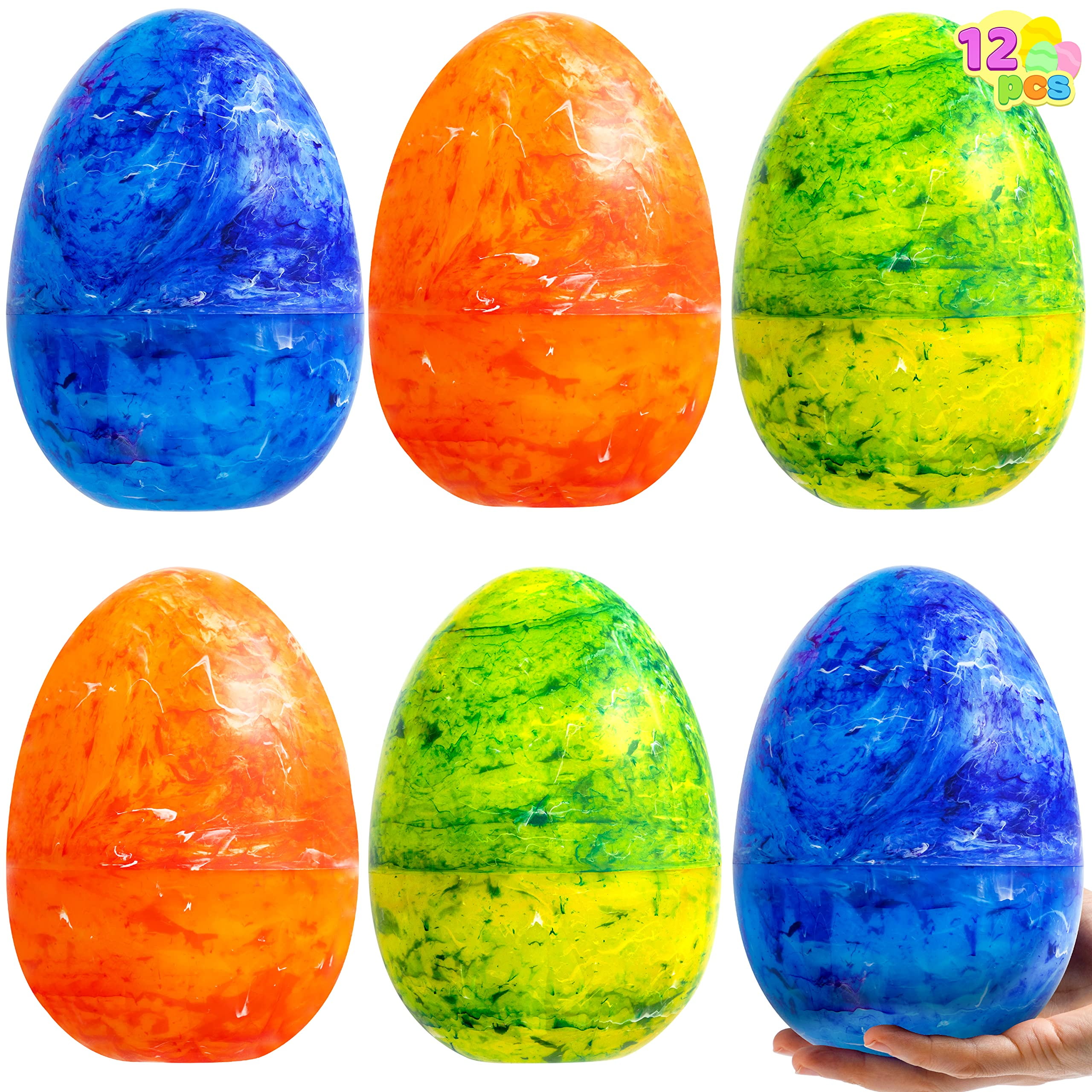 JOYIN 12 Pcs 6" Painted Jumbo Easter Eggs, Marble Style Large Easter