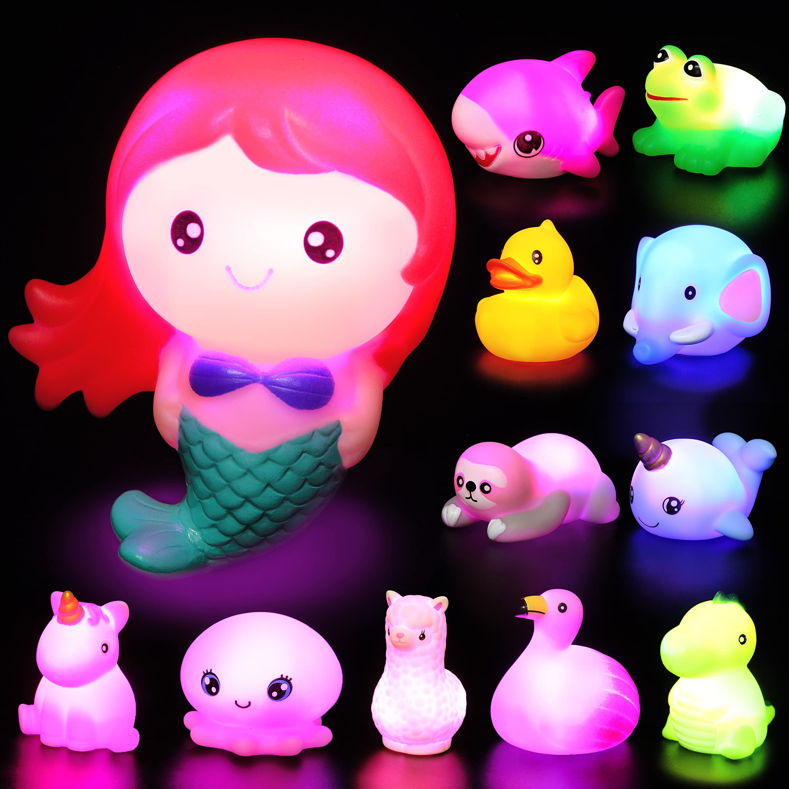 JOYIN 12Pcs Light Up Bath Toys Toddler Flashing Colourful LED