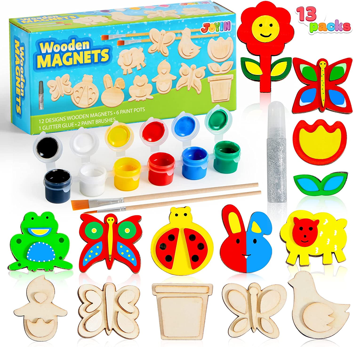 YEGEER Art Crafts Kit for Kids 4 5 6 7 8, Paint Wooden Treasure Box with  Gem Sticker, DIY Creativity Painting Toys, Birthday Christmas Valentines