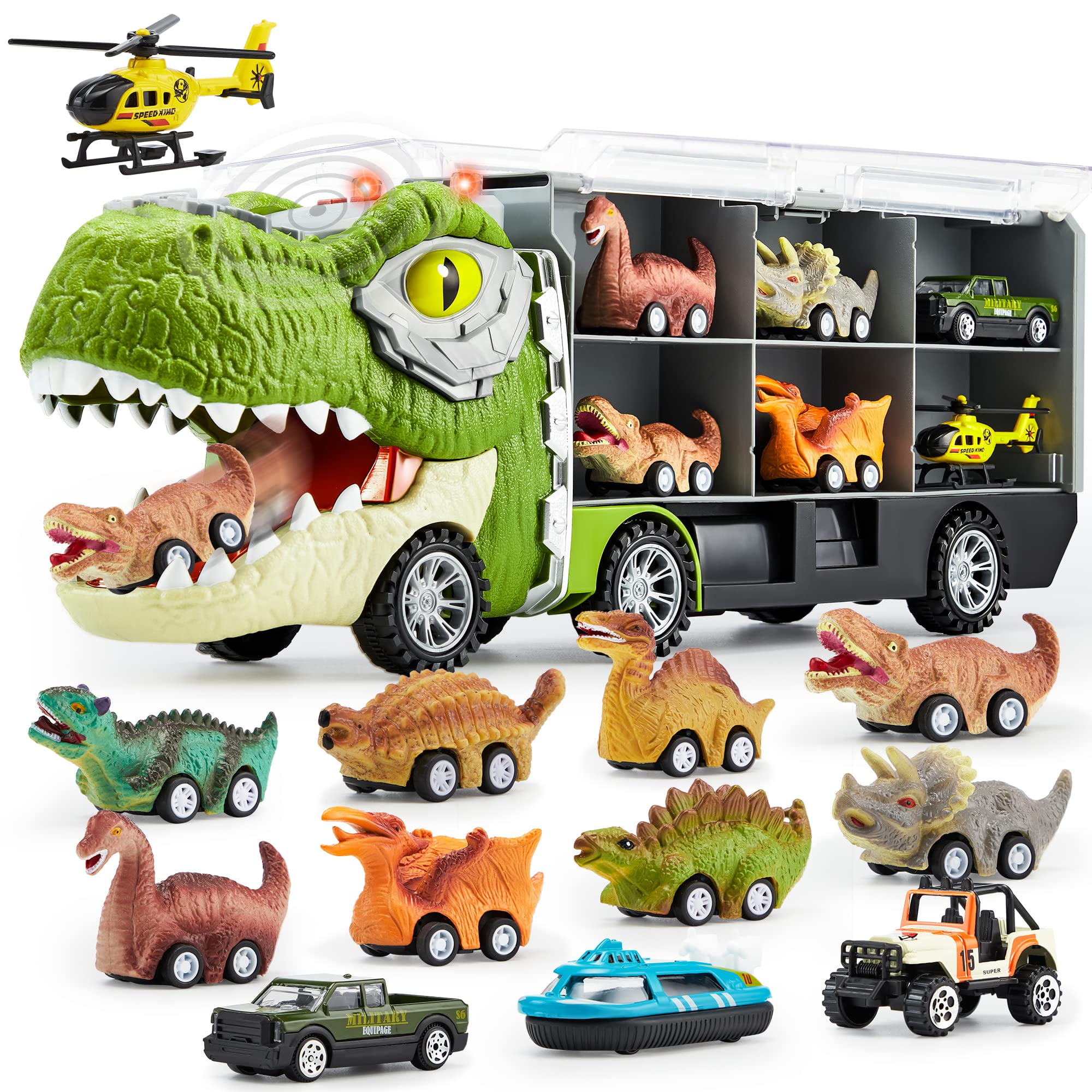 Hot Wheels City Ultimate Hauler, Transforms into a T-Rex with Race