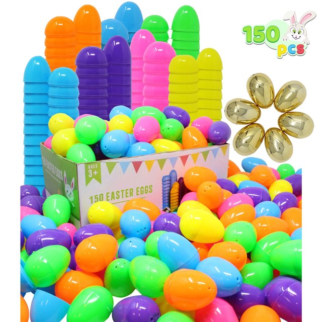 JOYIN 150pcs 2.3" Easter Eggs Kit with Golden Eggs for Kids, Plastic