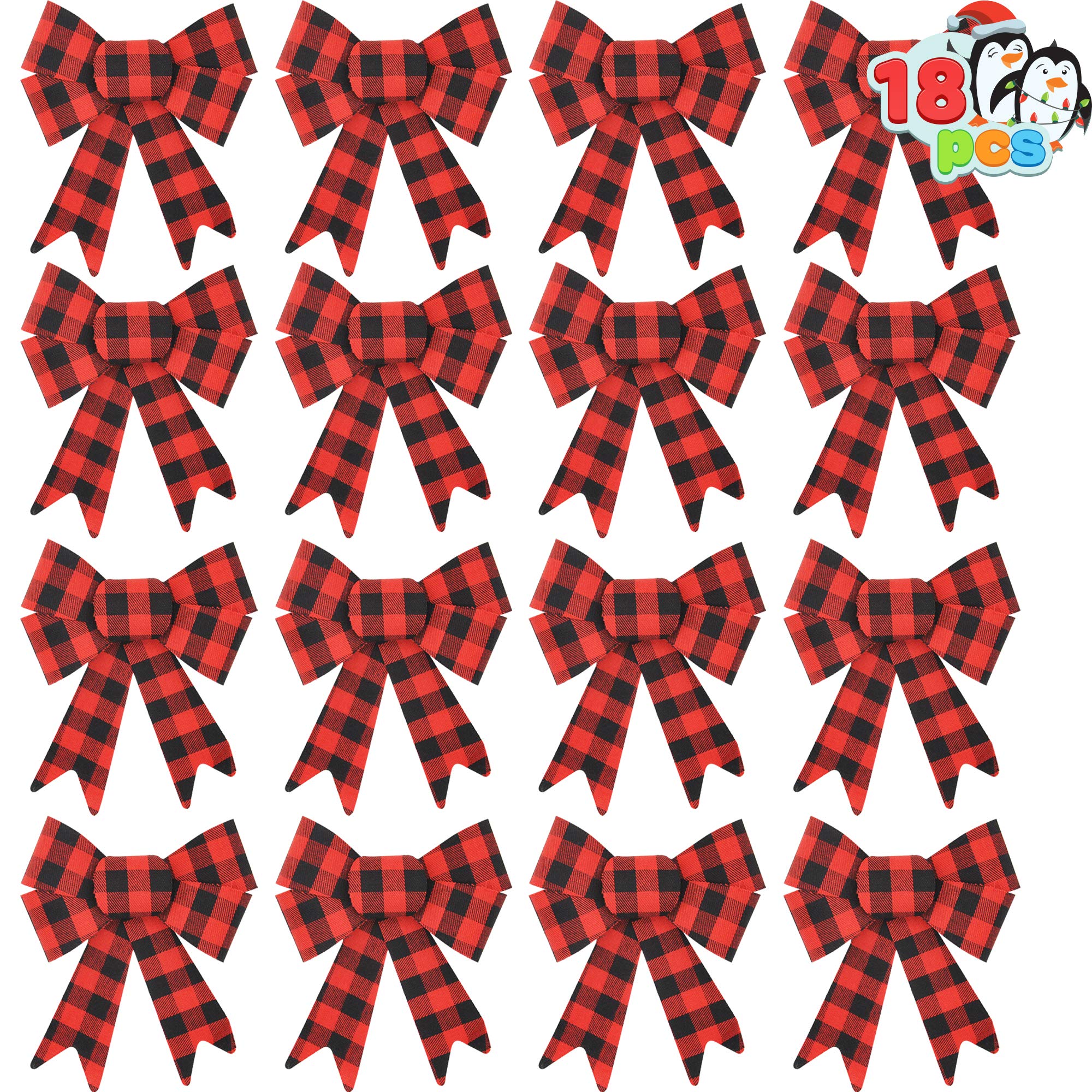 Christmas Mini Linen Bow, Buffalo Plaid Bow, White and Black Checkered