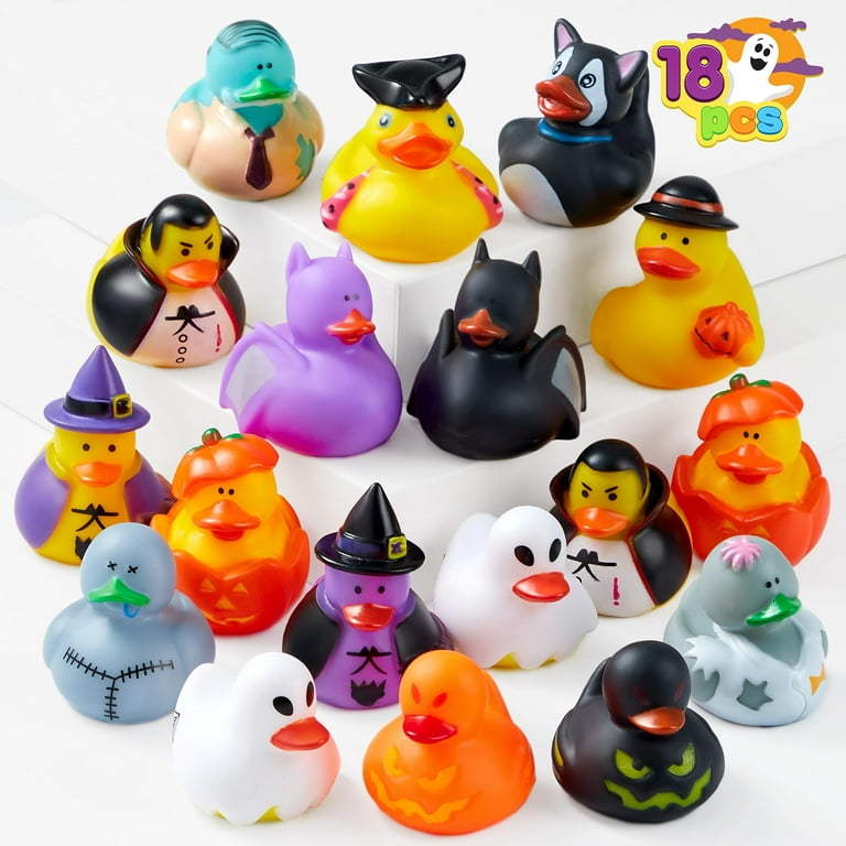 JOYIN 18 Pieces Halloween Rubber Ducks Fancy Novelty Assorted Variety for  Fun Bath Squirt Squeaker Duckies,Toy,School Classroom Prizes Ducky,Trick or  Treat Fillers and Party Favors 