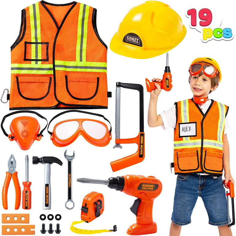 Kids Tool Set with Electric Toy Drill Chainsaw Jigsaw Toy Tools for Girl, Realistic Kids Power Construction Pretend Play Tools Set Toddler Toys