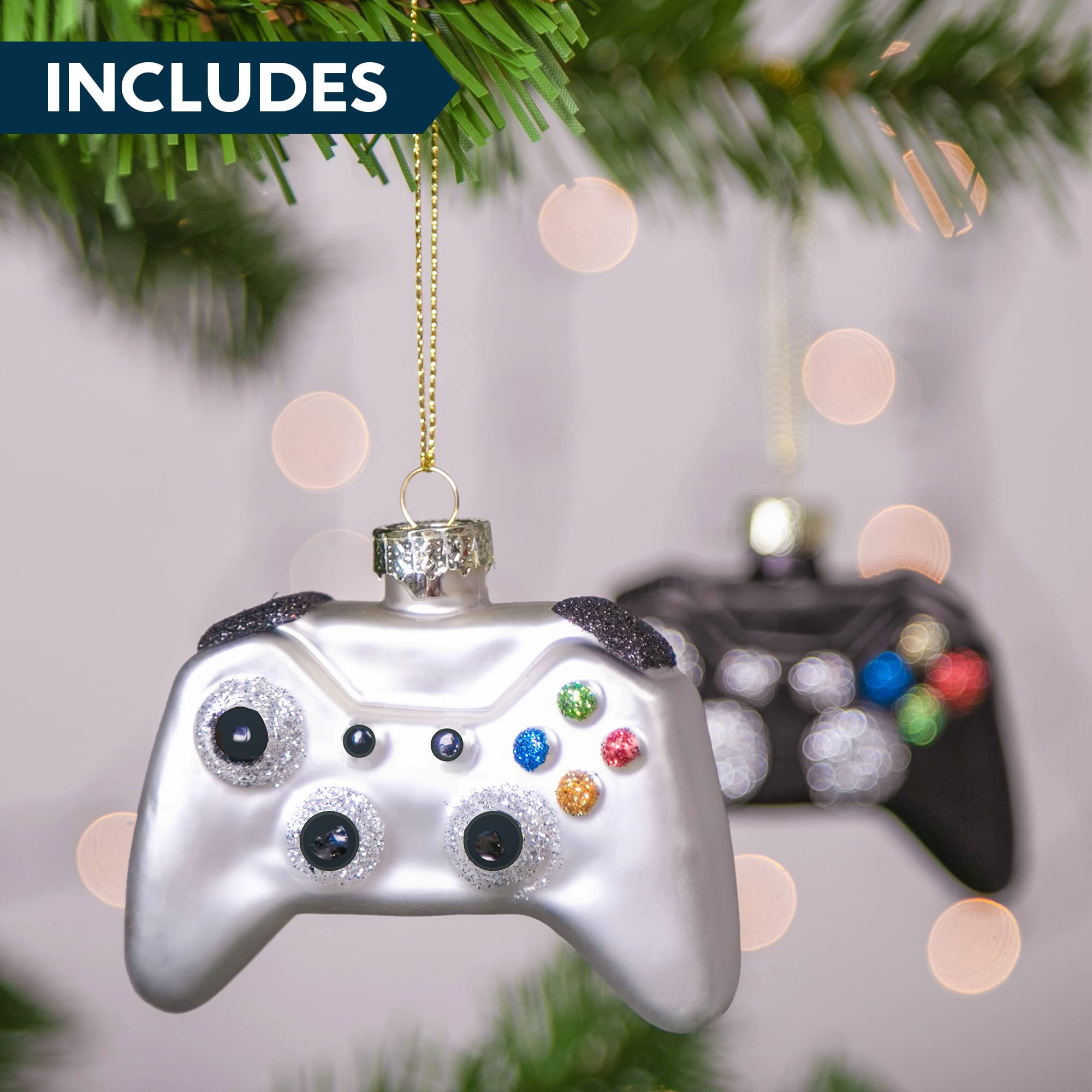 JOYIN 2 Pcs Glass Video Game Controller Christmas Ornament Christmas