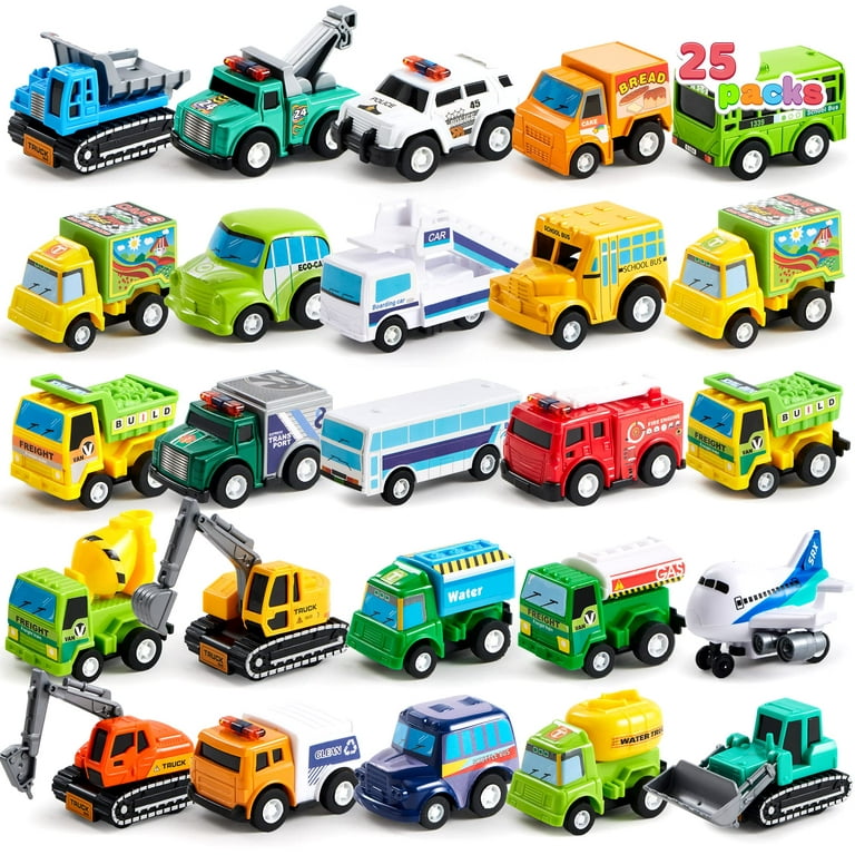 JOYIN 25 in 1 Die-cast and Mini Vehicles Police Rescue Truck Car Vehicle  Toy Set with Sounds and Lights for Boys Aged 3+