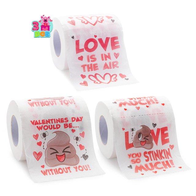 JOYIN 3 Rolls Funny Valentines Day Toilet Paper, 200 Sheets Novelty