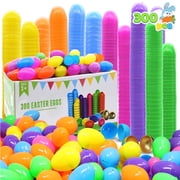 Joyfy 300 Pcs Easter Eggs, 2.3" Plastic Easter Eggs with 6 Pcs Golden Eggs Bulk, Empty Fillable for Easter Hunt Party Favor Basket Stuffers Filler Classroom Prize Supplies Decor
